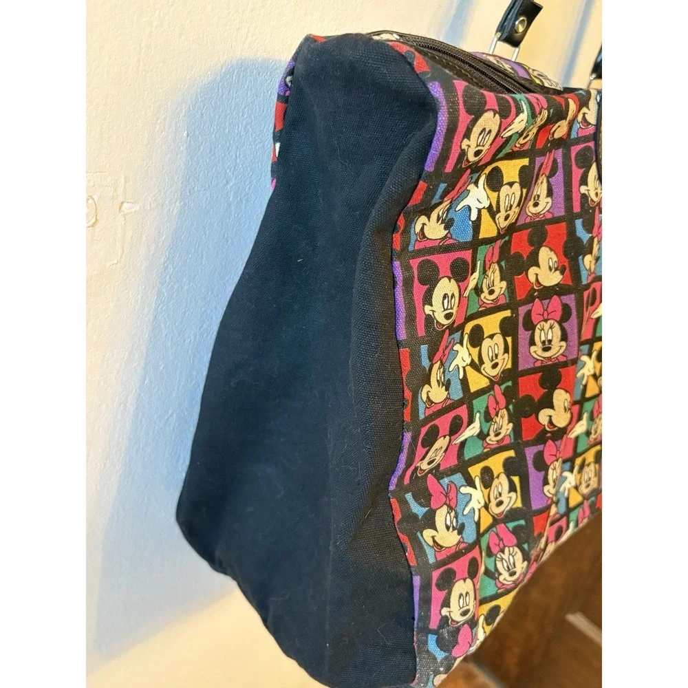Vintage 90s Disney Mickey Mouse All Over Print Large Duffle Bag Travel Carry On